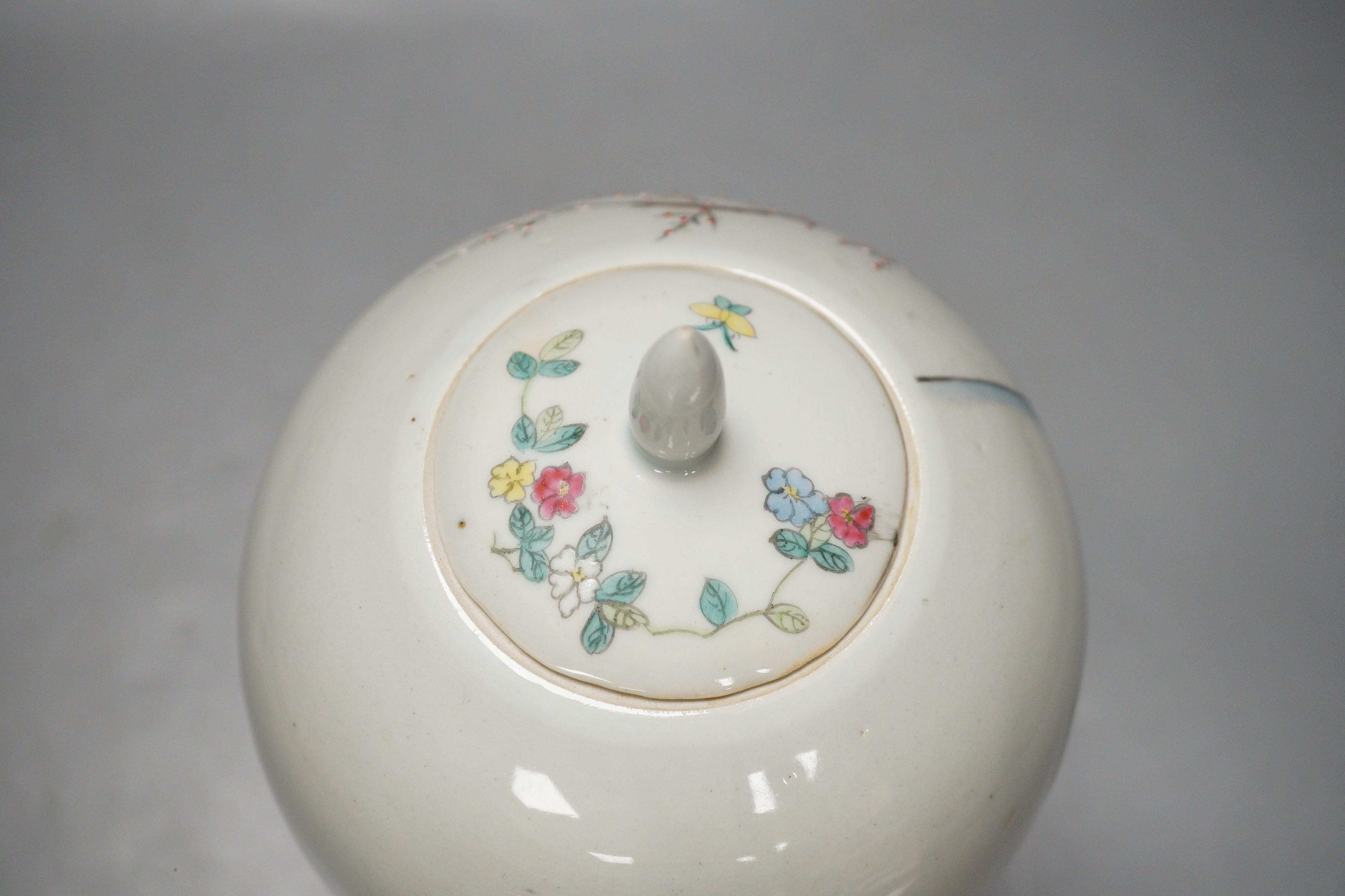 A Chinese famille rose jar and cover, Republic period, 25cm